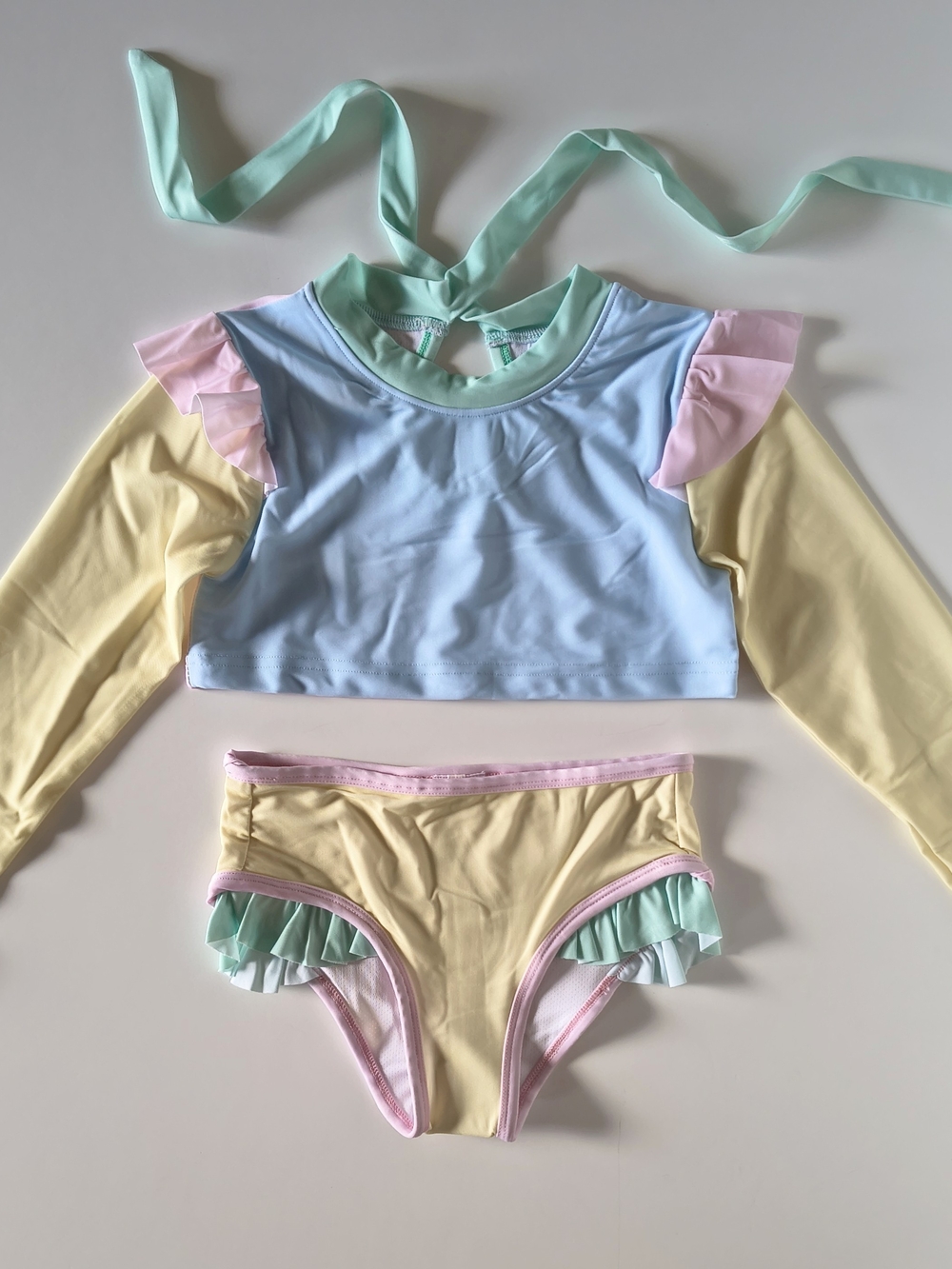 NEW Busy Bee Smocks Colorblock 2pc Swim Set • SZ 7